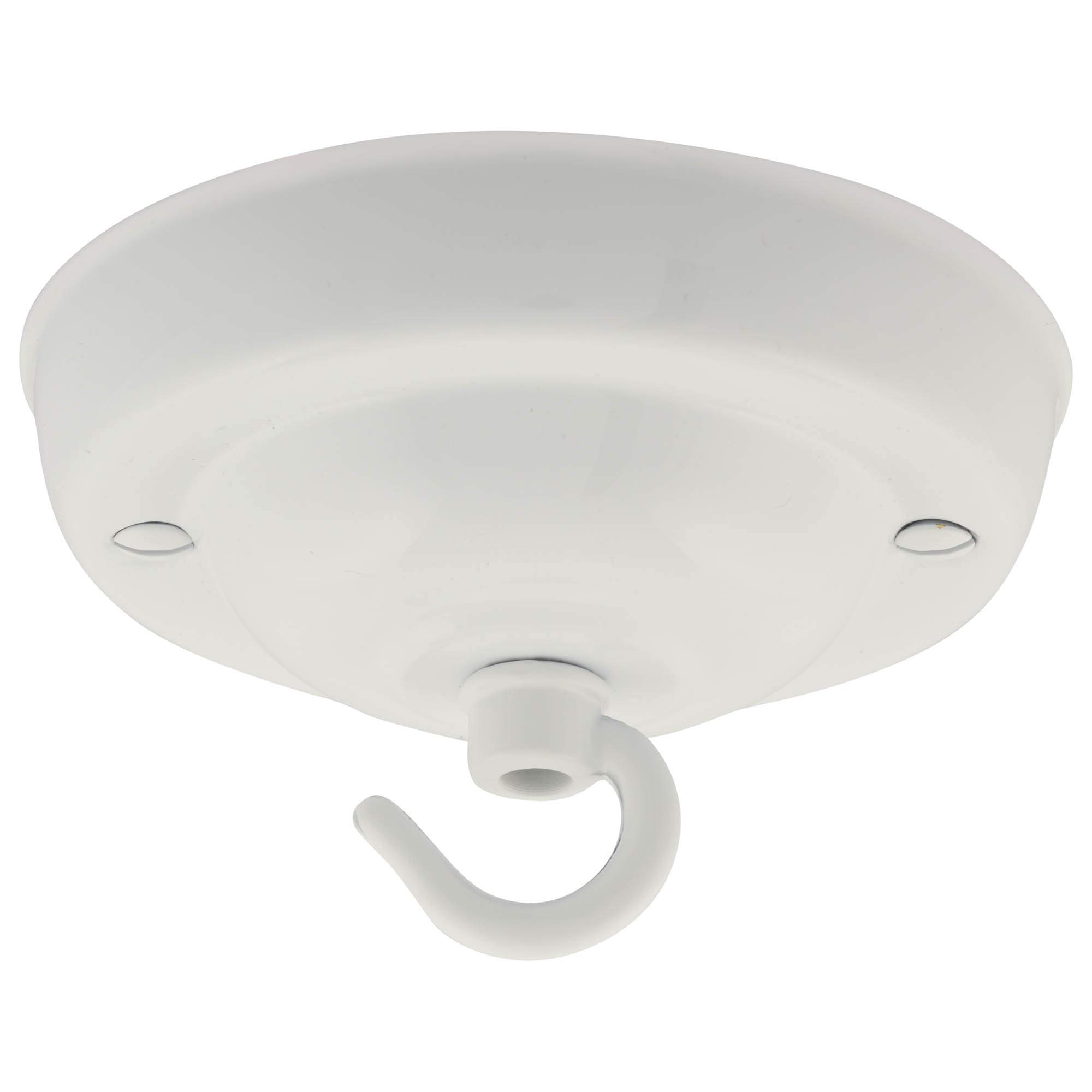 ElekTek 108mm Diameter Ceiling Rose with Hook Metallic Finishes Powder Coated Colours for Pendant Light Fittings and Chandeliers Brilliant White