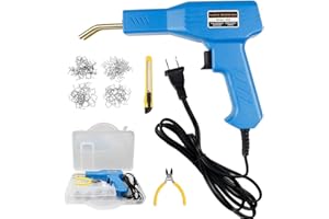 HPEVA 50W Plastic Welder,Hot Stapler Plastic Welding Machine,Handy Hot Staple Gun Car Bumper Repair Kit,Bodywork Fender Fairing Welding Systems Include 4 Types Hot Wave Flat Staples(Blue)