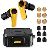 ToolFun Bluetooth 6.0 Jobsite Earbuds, Heavy Duty True Wireless Ear Buds | 70H Playtime, IP56 Waterproof, 30dB SNR Noise Cancelling, ENC, Construction with 12pcs Earplugs
