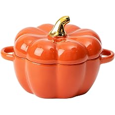Image of Pumpkin Dutch Oven Ceramic Pot with Lid