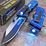 Tac-Force Blue Police Assisted Open LED Tactical Rescue Pocket Knife