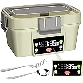 Gorgeous Cordless Electric Lunch Box, Smart Timer Auto Heating Lunch Box with Large Capacity, 10000mAh Rechargeable Food Warmer for Work, Car, Home, Leakproof Bento Container for Adults (Light Green)