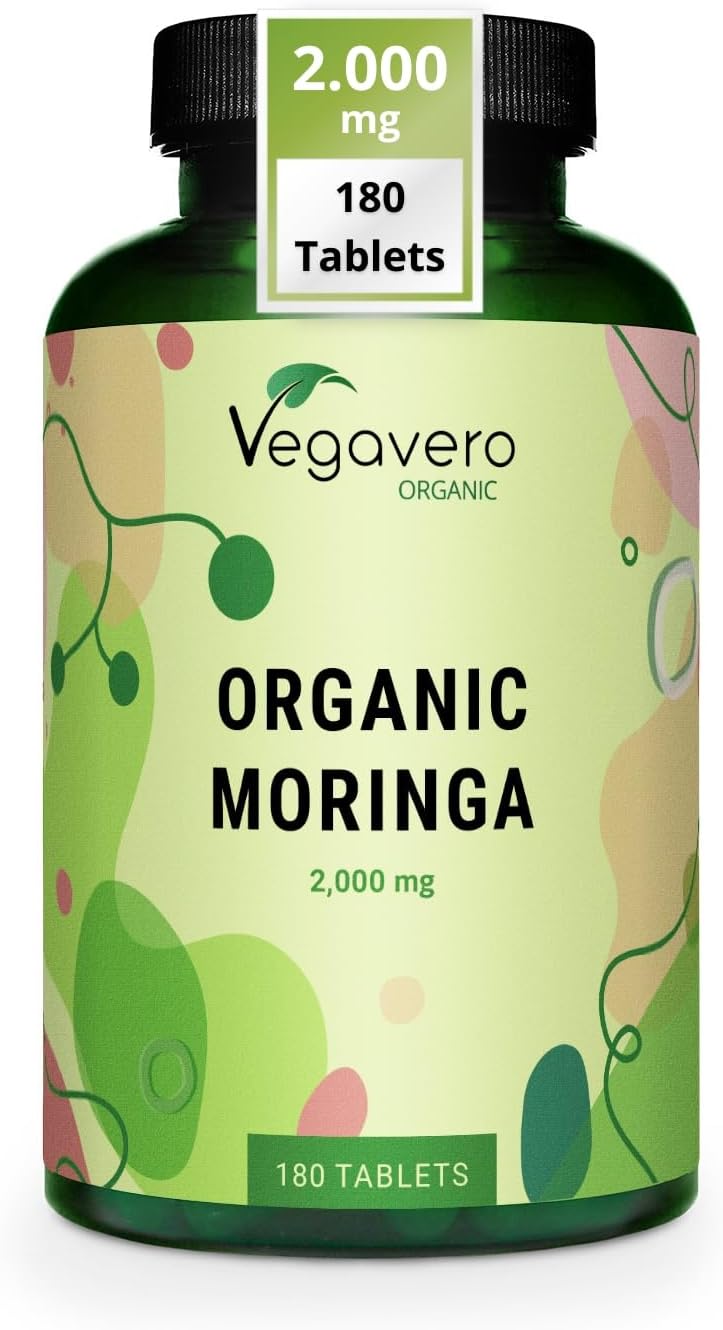 Vegavero Organic Moringa Oleifera Tablets 2000 mg 180 Vegan Non-GMO