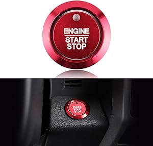 LECART 2Pcs Red Car Engine Start Stop Button Cover Ring Ignition Start Stop Button Trim Push Button Switch Decor Stickers Auto Interior Accessories Compatible for Ford F150 2016 2017 2018 2019 2020