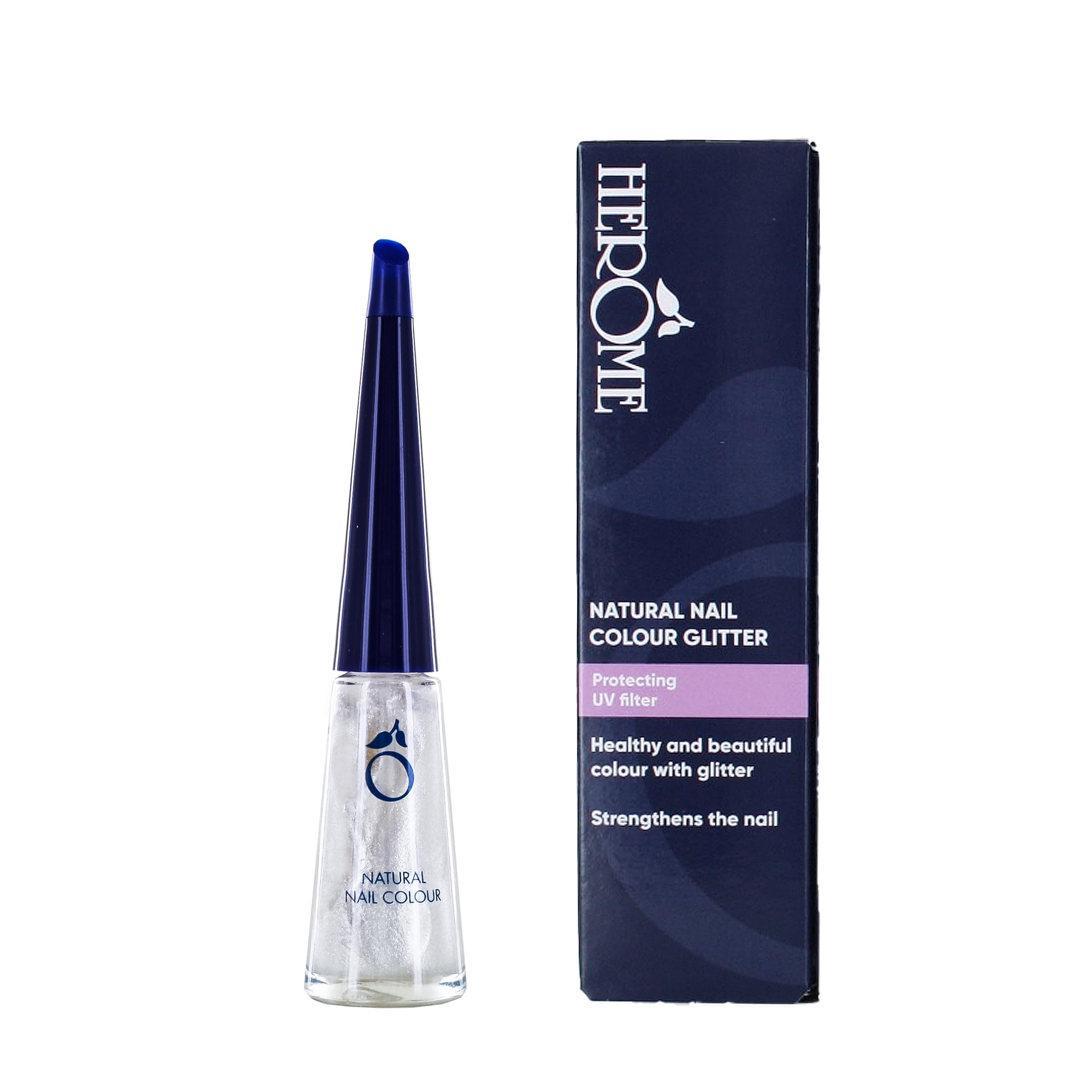 Herome Natural Nail Colour Glitter With Strengthening effect - Nail Polish That Protects Nails From Tearing - For The Ultimate Party Look - 10ml. — image 1