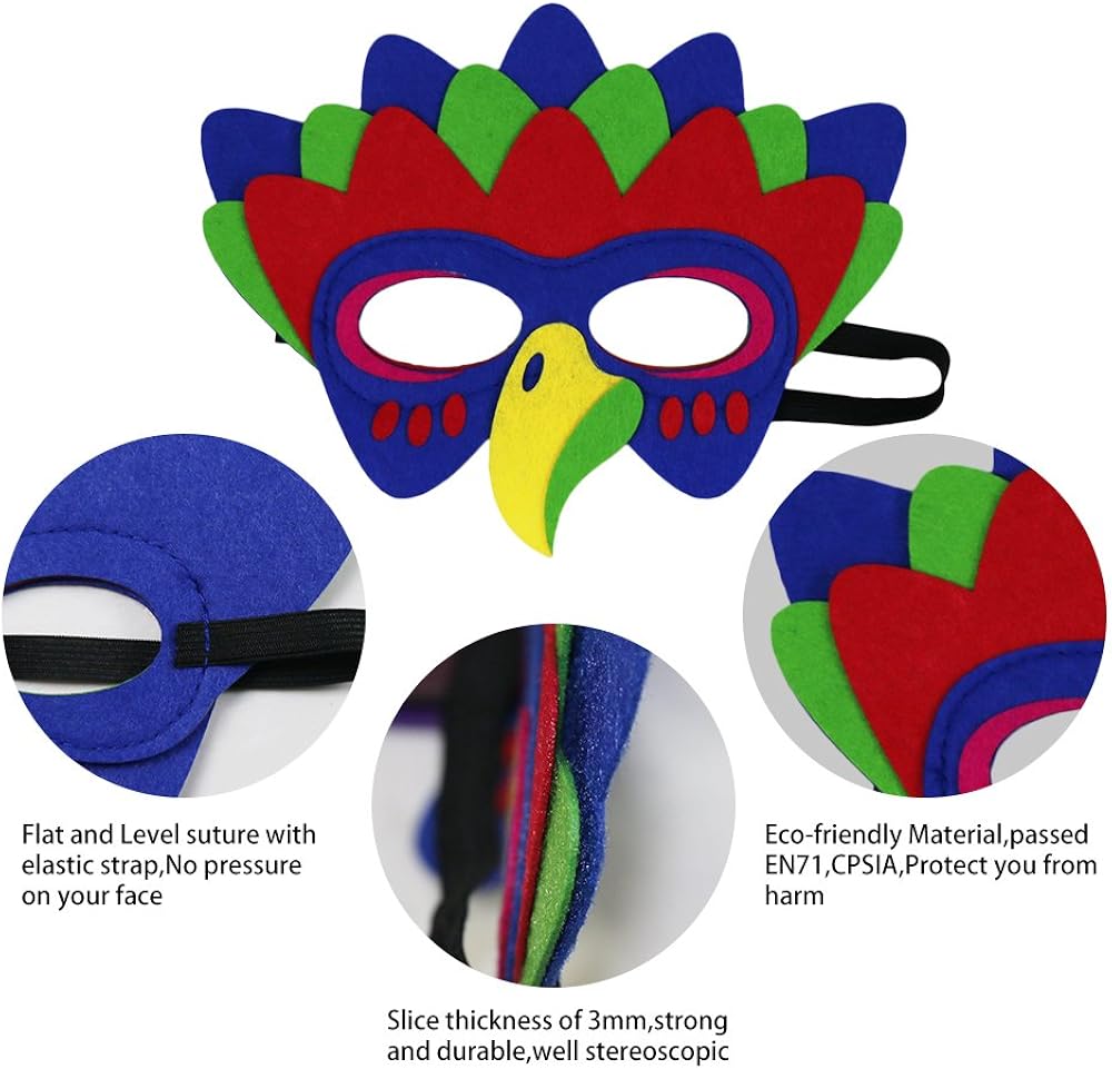 D.Q.Z Bird-Wings Costume for Kids, Eagle Parrot Costume with Bird Dress-Up Mask, Gifts for Girls Boys Cosplay Party Favors (Red-Blue): Clothing