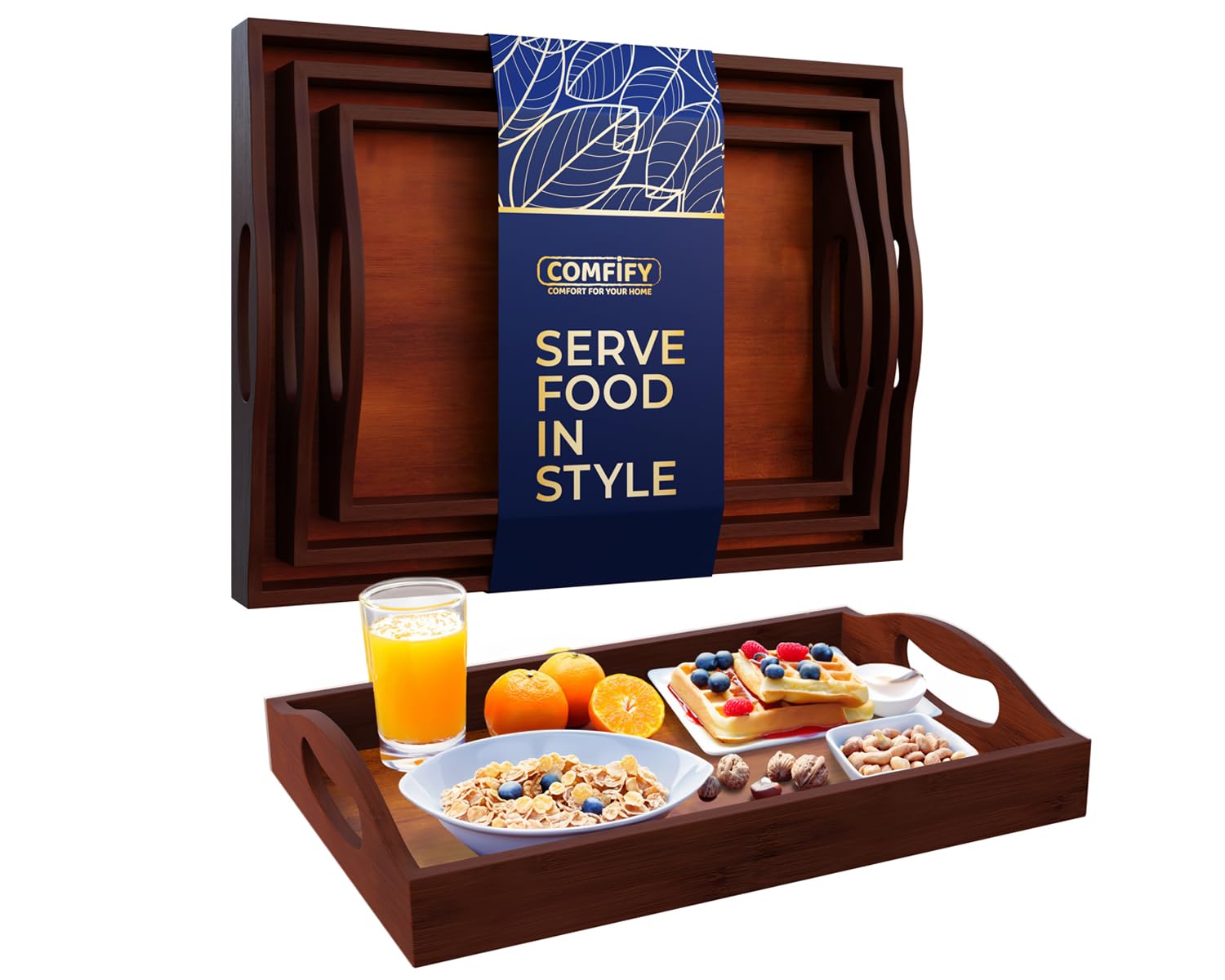 Bamboo Serving Trays with Handle