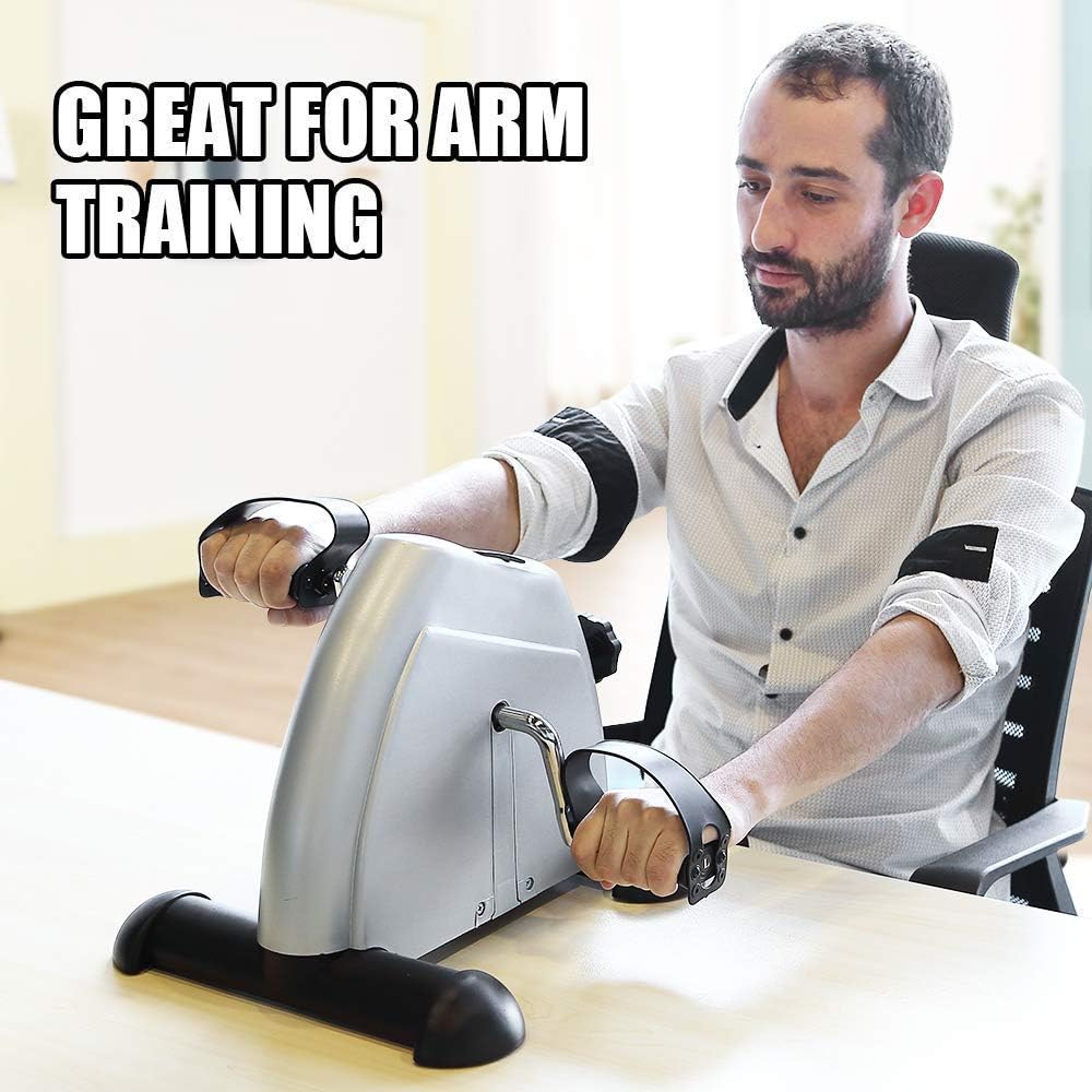 Pedal Exerciser, Under Desk Mini Exercise Bike, Arm & Leg Portable Foot Cycle Pedal Machine with LCD Screen Display(Silver) : Sports & Outdoors