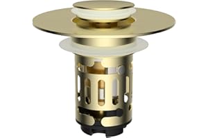 Hibbent Upgraded 3 in 1 Bathroom Sink Drain Strainer, Universal Pop Up Stopper with Removable Stainless Steel Filter Basket H