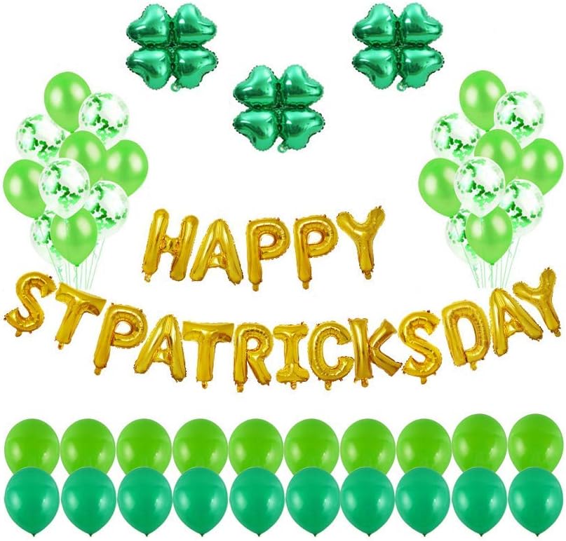 St.Patrick's Day Balloons Decorations - Clover Balloons Garland Banner Shamrock Sign - St Patricks Day Decorations Irish Party Supplies Photo Booth Back Drop
