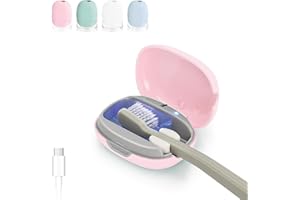 ELMWAY UV Toothbrush Sanitizer Case, Toothbrush Sterilizer, Portable USB Charging Toothbrush Cover with UV-C Light Sanitizer, Travel Toothbrush Holder with UV Sanitizer Box