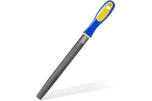 KALIM 8 Inch Half-Round Hand File with High Carbon Hardened Steel, Ergonomic Grip, Plastic Non-Slip Handle …