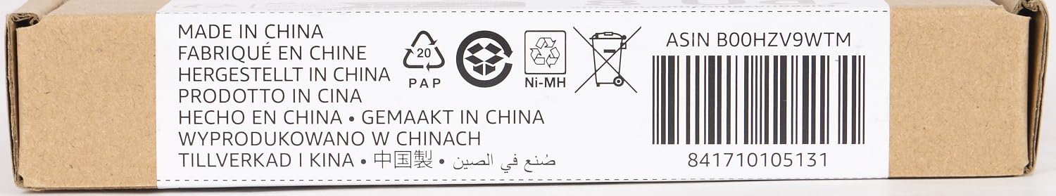 Amazon Basics 8-Pack Rechargeable AA NiMH High-Capacity Batteries, 2400 mAh, 1.2V, Recharge up to 400x Times, Pre-Charged