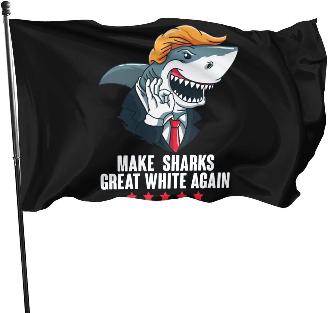 American Fly Breeze 3x5 Foot Flag - Make Sharks Great White Again Trump 2020