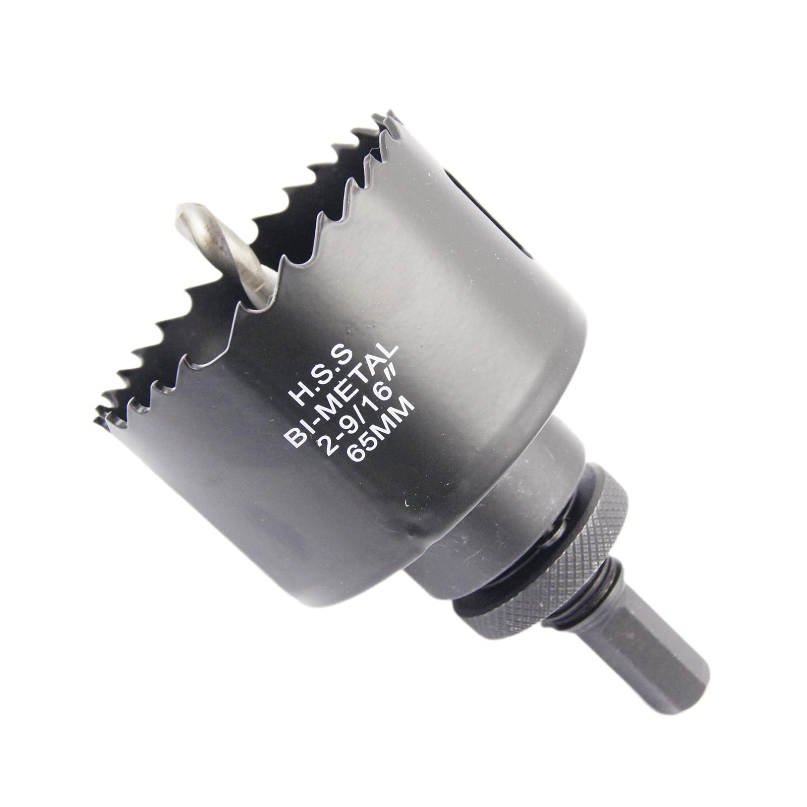 2.56inch Hole Saw, LAIWEI 65mm Hole Cutter with A2 Heavy Duty Mandrel, 4341 Drill Bit,Cutting depth 38mm,For drilling holes in wood, aluminium profiles, PVC and metal pipes (2-9/16") — image 1