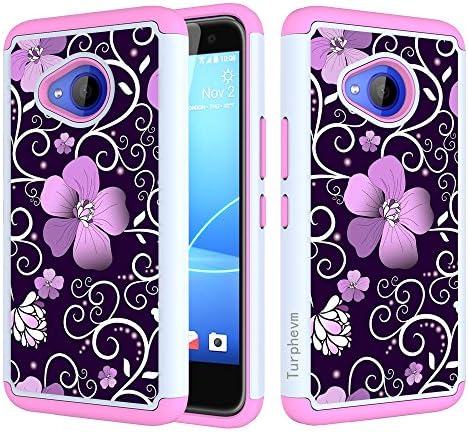 HTC U11 Life Case,Turphevm [Shock Absorption] dual layer Anti-slip Armor Silicone Rubber Heavy Duty Hybrid Protective Cover for HTC U11 Life(5.2 inch)(Pink Violet)