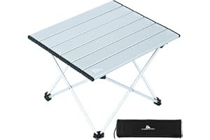 iClimb Ultralight Compact Camping Alu. Folding Table with Carry Bag, Two Size (Silver - S)
