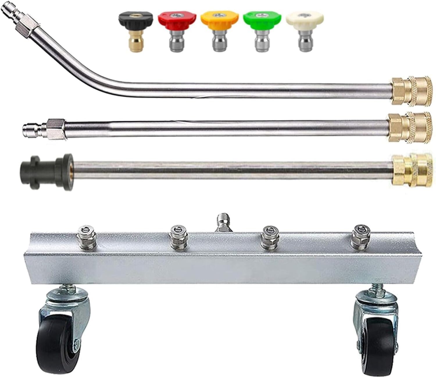 HoldOneLight 13 inch Pressure Washer Undercarriage Cleaner, Under Car Washer, with Swivel Wheel and 2 Extension Wand, 4000 PSI (Silvery)