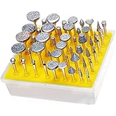 KOBSAINF 50 Pcs 1/8 Inch Diamond Burr Set Coated Grinding Stone Carving Bits, Diamond Drill Bits Compatible with Dremel Rotar