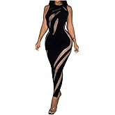Floerns Women's Cut Out Ripped Sleeveless Tank Dress Club Party Bodycon Long Dress