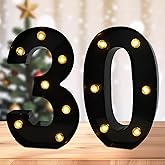 Led Light Up Numbers, 30th Birthday Decorations, Marquee Numbers Lights, Battery Powered Light Up Sign for 30 Decor Party (Black)
