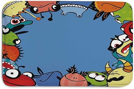 Amazon おかしいfashionalドアマット モンスター陽気な生き物一緒に保育園赤ちゃんプレイルーム幼稚な文字印刷装飾オフィスオフィス 23 L X 15 W 60x40cm 玄関マット オンライン通販