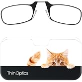 ThinOptics Pod Reading Glasses - Slim Armless Pocket Readers - Peekaboo Cat, 2.5x
