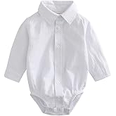 MOMOLAND Infant Baby Boys Woven Button Up Bodysuit Shirt