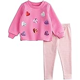 Mud Pie Baby Girls Kids Valentine's Day Heart Sweatshirt and Legging Set