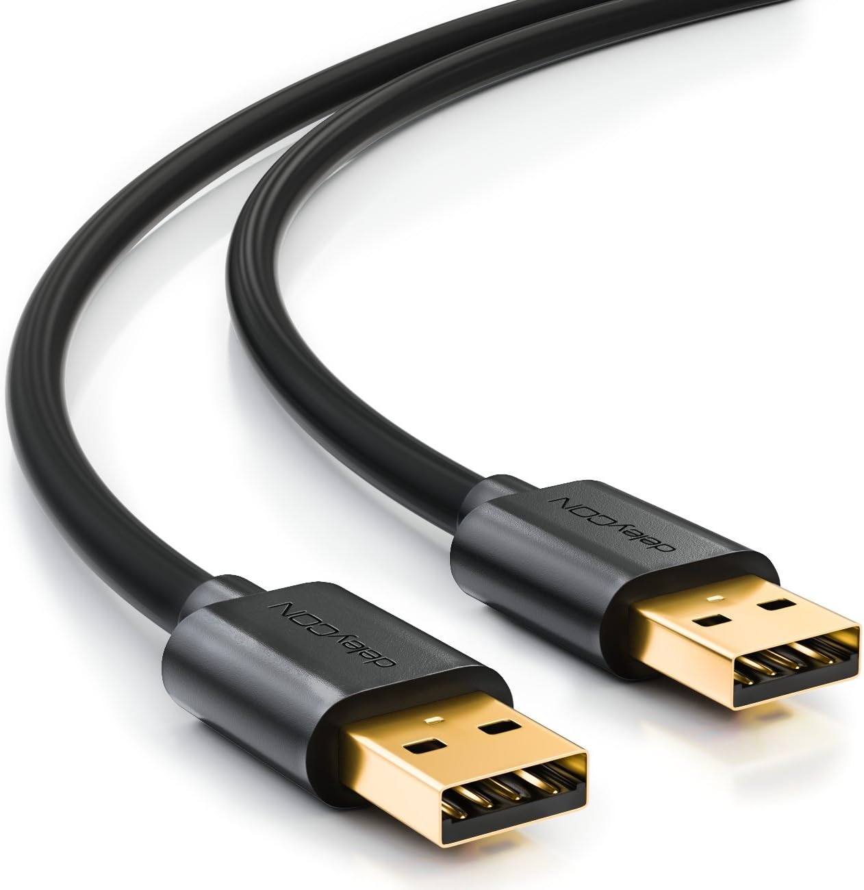 deleyCON 3.0m (9.84 ft.) USB 2.0 High Speed Data Cable - USB A Plug to USB A Plug - Shielded & Flexible Cable - Fast Data Transfer - Black