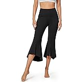 G4Free Capri Pants for Women Stretch Yoga Dress Pants with Pockets Ruffle Bell Bottom Athletic Work Leggings