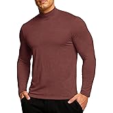 RGJU Men's Mock Turtleneck Long Sleeve Fitted Tee Shirts High Neck Base Layer Thermal Tshirt Triblend