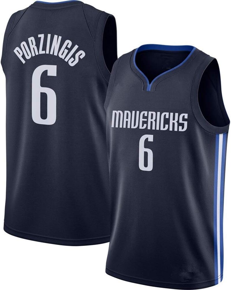 TGSCX NBA Men's And Women's Jersey Dallas Mavericks Porzingis 6# Classic Jersey Unisex Basketball Fan Sleeveless Training Sports Vest,B,XL (185CM / 85~95Kg)