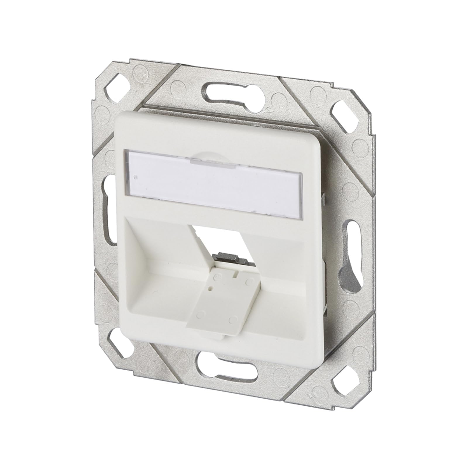 Metz Connect 130B20D11102KE Flush-Mounted Network Socket Insert with Central Plate 1 Port Pure White (RAL 9010)