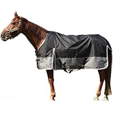 Equoray Equoray Horse Rug Fly Sheet Waterproof Rainproof Breathable Turnout Blanket Lightweight Polyfill for Cool Weather Perfect for Spring, Fall &amp; Mild Winter, Black/Grey