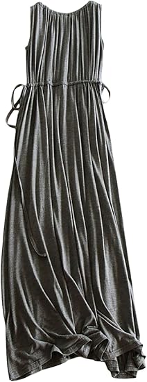 Amazon Co Jp ロング ワンピース レディース ノースリーブ 部屋着 普段着 ルームウェア ワンマイルウェア リゾート やわらか気持ちいい 黒 ブラック ネイビー グレー Le Ciel Clair ルシェルクレール ミディアムグレー 服 ファッション小物