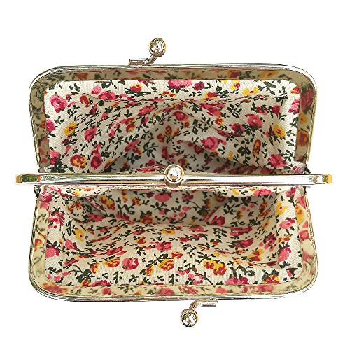 image for Sanxiner Cute Floral Buckle Coin Purses Vintage Pouch Kiss-lock Change