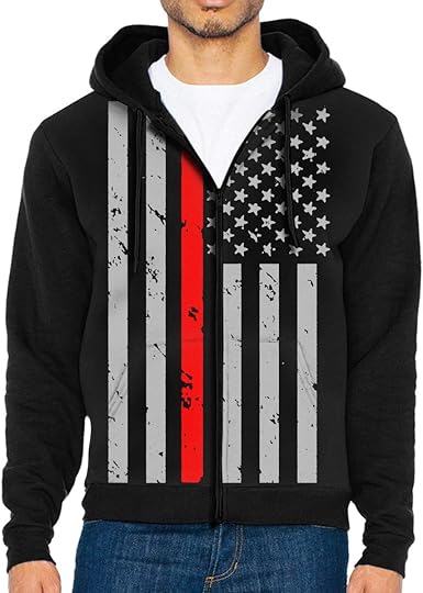 thin red zip up hoodie