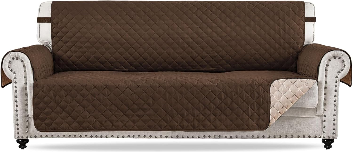Slipcovers - RHF Reversible Sofa Cover for Dogs for 3 Cushion Couch for Living Room,Sofa Slipcover,Couch Protector(Sofa:Chocolate/Beige)