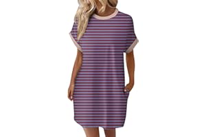DPKLAD Women’s Casual Summer T Shirt Dress Loose Short Sleeve Tunic Dress with Pocket for Women