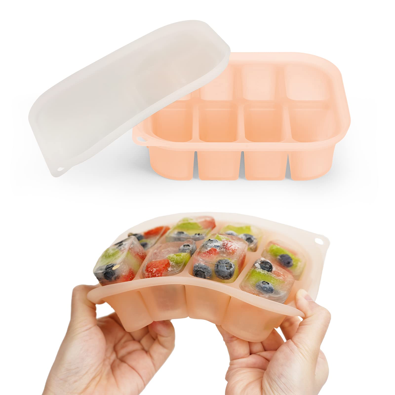 Photo 1 of haakaa Silicone Baby Food Freezer Tray with Lid by haakaa - Perfect Storage Container for Homemade Baby Food, Vegetable & Fruit Purees, and Breast Milk, Blush