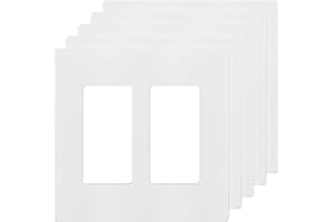 ENERLITES Screwless Decorator Wall Plates Child Safe Outlet Covers, Size 2-Gang 4.68" H x 4.73” L, Unbreakable Polycarbonate Thermoplastic, SI8832-W-5PCS, Glossy, White (5 Pack)