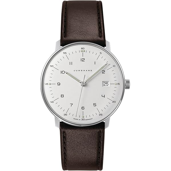 JUNGHANS Max Bill Hand Wind Silver Dial Black Leather Strap Analog