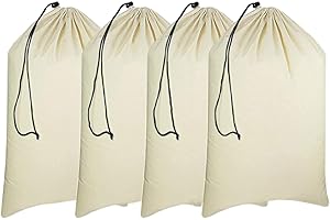 Gratico Laundry Bags 4 Pack Extra Large Laundry Bags Canvas Heavy Duty Laundry Bags Natural Cotton Multi Use Size 28''x 36'' Laundry Bags