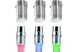 ALOVEXIONG 3 Pack 3-Color LED Water Faucet Temperature Sensor - Fancy Gradient Thermal Detector Color Changing Faucet by Varied Water Temperature, Utility Sink Tap Replacement Part for Kitchen, Bathroom