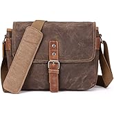 Vianber SLR Camera Bag, Waterproof Wax Canvas Bag Vintage Camera Case Messenger Bag with Interlayer Pad
