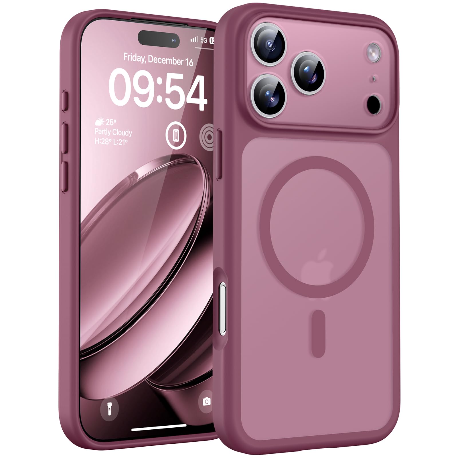 Photo 1 of TOCOL for 17 Pro Case, Full Camera Protection, Built-in Magnetic Ring, Compatible with Magsafe Charger, Drop Protection, Translucent Matte Phone Case for 17 Pro 6.3 inch (Plum)