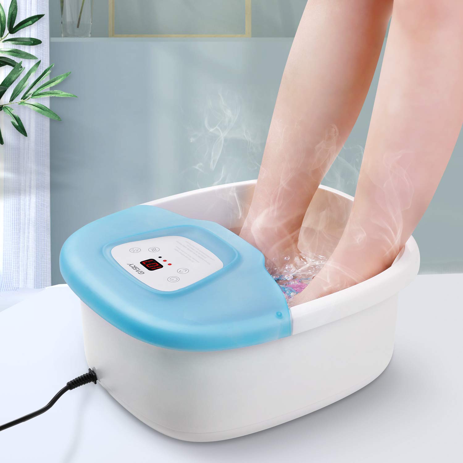Foot Spa Foot Bath Massager with Heat, Vibration, Bubbles and Pedicure Grinding Stone for Exfoliating, 16 Masssage Rollers for Shiatsu Massage, LED Temp Control for Soothe Relax Tired Feet Home Use: Beauty