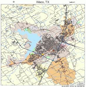 Large Street &amp; Road Map of Waco, Texas TX - Printed Poster Size Wall Atlas of Your Home Town ...