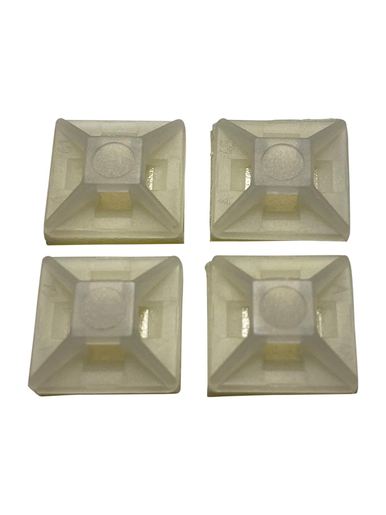 White Cable Ties Bases Self Adhesive 4 Way Fixing Mounts Fast Tidy Up Cables (50, 12.5x12.5mm)